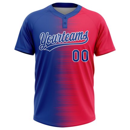 Personalized Red Royal-White 3D Pattern Two-Button Unisex Softball Jersey Team Custom Name and Number
