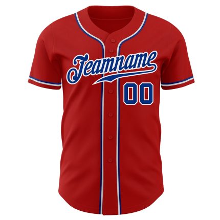 Personalized Red Royal-White Authentic Baseball Jersey