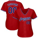 Personalized Red Royal-White Authentic Baseball Jersey Team Custom Name and Number