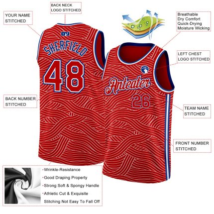 Personalized Red Royal-White Authentic City Edition Basketball Jersey Team Custom Name and Number