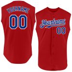 Personalized Red Royal-White Authentic Sleeveless Baseball Jersey