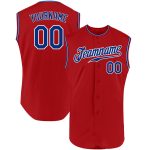 Personalized Red Royal-White Authentic Sleeveless Baseball Jersey Team Custom Name and Number