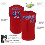 Personalized Red Royal-White Authentic Sleeveless Baseball Jersey Team Custom Name and Number