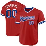 Personalized Red Royal-White Authentic Throwback Baseball Jersey Team Custom Name and Number
