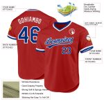 Personalized Red Royal-White Authentic Throwback Baseball Jersey Team Custom Name and Number