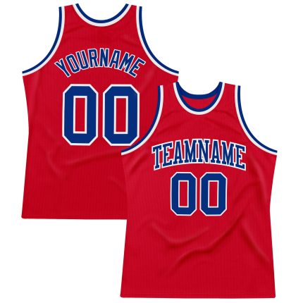 Personalized Red Royal-White Authentic Throwback Basketball Jersey