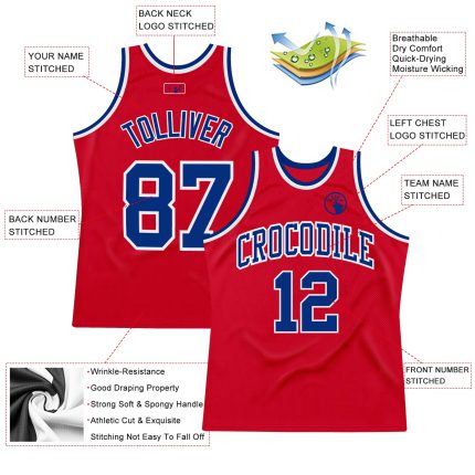 Personalized Red Royal-White Authentic Throwback Basketball Jersey