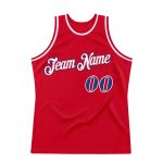 Personalized Red Royal-White Authentic Throwback Basketball Jersey Team Custom Name and Number