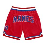 Personalized Red Royal-White Authentic Throwback Basketball Shorts Team Custom Name and Number