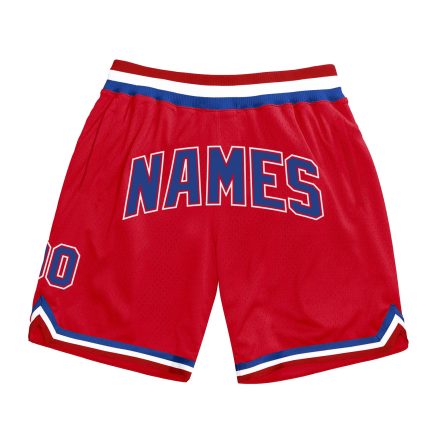 Personalized Red Royal-White Authentic Throwback Basketball Shorts Team Custom Name and Number