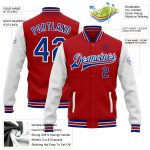 Personalized Red Royal-White Bomber Full-Snap Varsity Letterman Two Tone Jacket