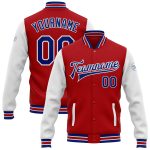 Personalized Red Royal-White Bomber Full-Snap Varsity Letterman Two Tone Jacket