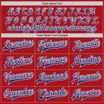 Personalized Red Royal-White Bomber Full-Snap Varsity Letterman Two Tone Jacket Team Custom Name and Number