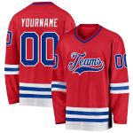 Personalized Red Royal-White Hockey Jersey Team Custom Name and Number