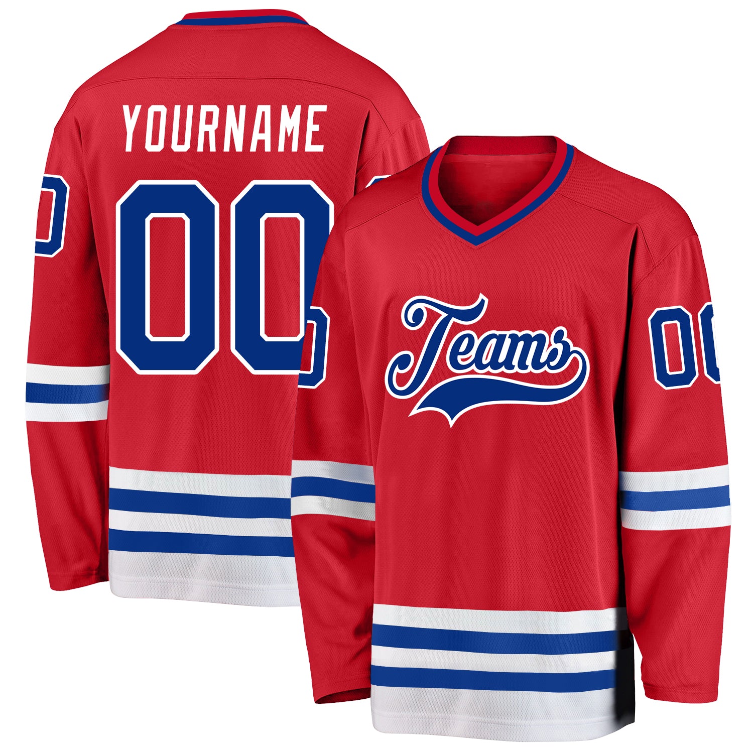 Personalized Red Royal-White Hockey Jersey Team Custom Name and Number