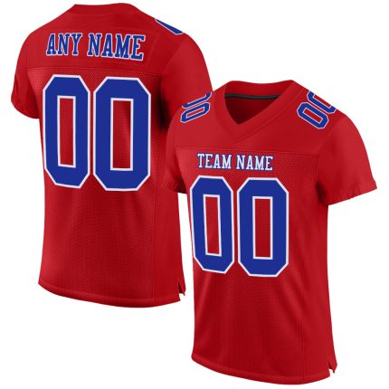 Personalized Red Royal-White Mesh Authentic Football Jersey
