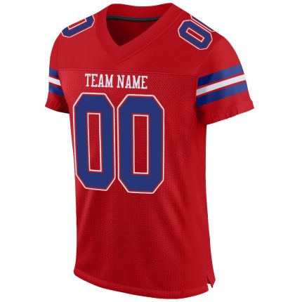 Personalized Red Royal-White Mesh Authentic Football Jersey Team Custom Name and Number