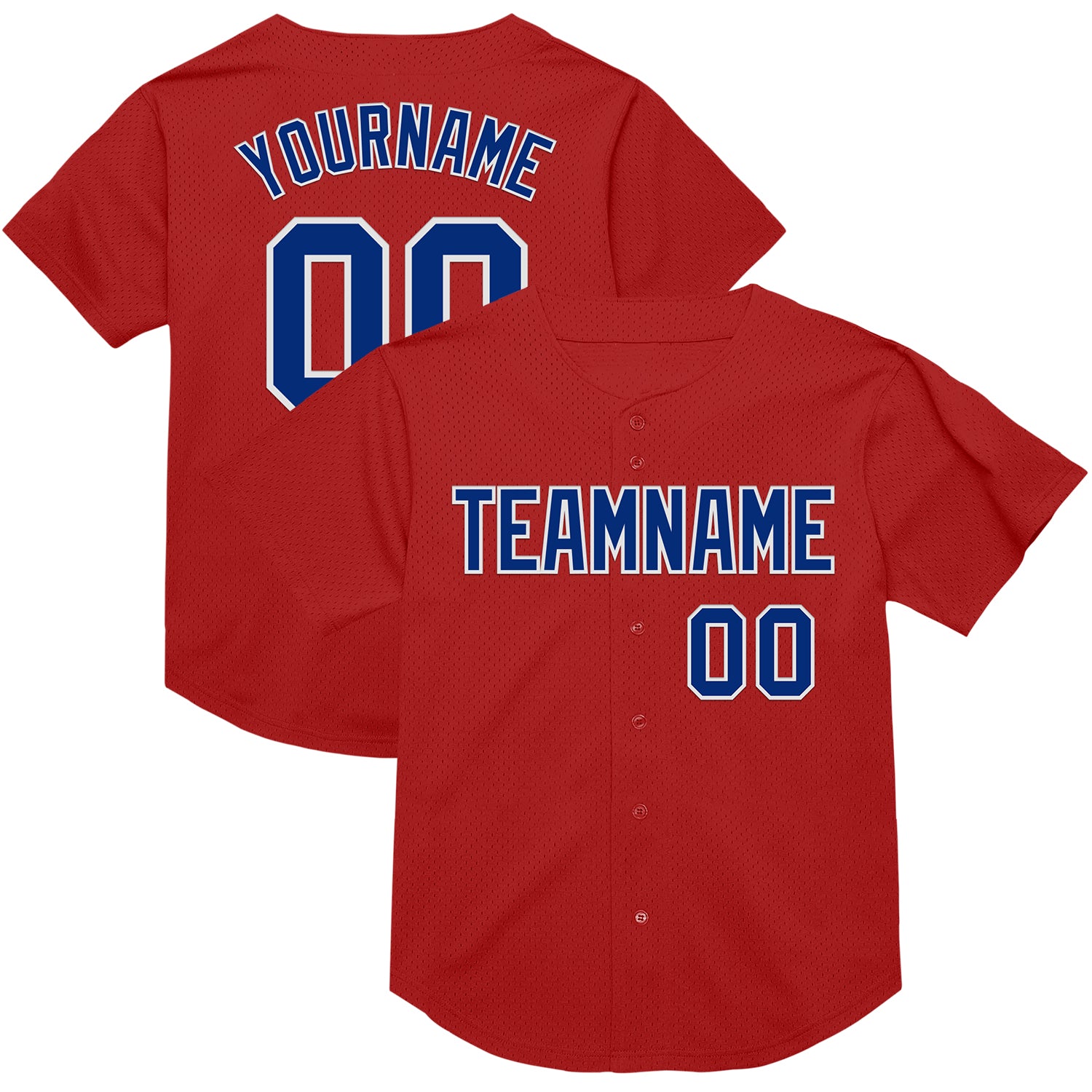 Personalized Red Royal-White Mesh Authentic Throwback Baseball Jersey