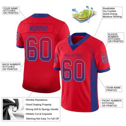 Personalized Red Royal-White Mesh Drift Fashion Football Jersey Team Custom Name and Number