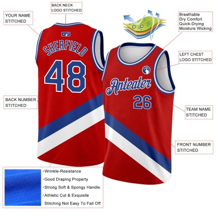Personalized Red Royal-White Modern Authentic City Edition Basketball Jersey Team Custom Name and Number