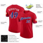 Personalized Red Royal-White Performance T-Shirt Team Custom Name and Number