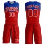 Personalized Red Royal-White Round Neck Sublimation Basketball Suit Jersey