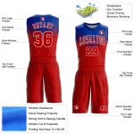 Personalized Red Royal-White Round Neck Sublimation Basketball Suit Jersey