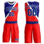Personalized Red Royal-White Round Neck Sublimation Basketball Suit Jersey Team Custom Name and Number