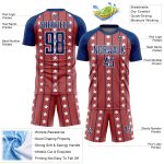Personalized Red Royal-White Stars And Stripes Sublimation Soccer Uniform Jersey Team Custom Name and Number