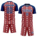 Personalized Red Royal-White Stars And Stripes Sublimation Soccer Uniform Jersey Team Custom Name and Number