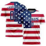 Personalized Red Royal-White Sublimation American Flag Soccer Uniform Jersey Team Custom Name and Number