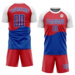 Personalized Red Royal-White Sublimation South Korean Flag Soccer Uniform Jersey Team Custom Name and Number