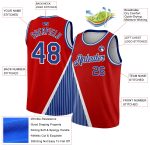 Personalized Red Royal-White Triangle Pinstripes Authentic City Edition Basketball Jersey Team Custom Name and Number