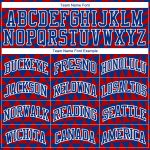 Personalized Red Royal-White Triangle Shapes Round Neck Sublimation Basketball Suit Jersey Team Custom Name and Number