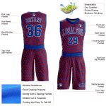 Personalized Red Royal-White Triangle Shapes Round Neck Sublimation Basketball Suit Jersey Team Custom Name and Number