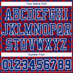 Personalized Red Royal-White Triangle Shapes Round Neck Sublimation Basketball Suit Jersey Team Custom Name and Number