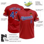 Personalized Red Royal-White Two-Button Unisex Softball Jersey