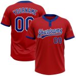 Personalized Red Royal-White Two-Button Unisex Softball Jersey Team Custom Name and Number