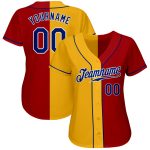 Personalized Red Royal-Yellow Authentic Split Fashion Baseball Jersey Team Custom Name and Number
