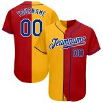 Personalized Red Royal-Yellow Authentic Split Fashion Baseball Jersey Team Custom Name and Number