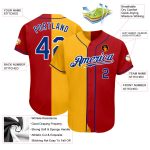 Personalized Red Royal-Yellow Authentic Split Fashion Baseball Jersey Team Custom Name and Number