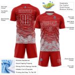 Personalized Red Silver-White Line Sublimation Soccer Uniform Jersey Team Custom Name and Number