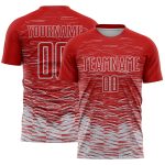 Personalized Red Silver-White Line Sublimation Soccer Uniform Jersey Team Custom Name and Number