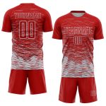 Personalized Red Silver-White Line Sublimation Soccer Uniform Jersey Team Custom Name and Number