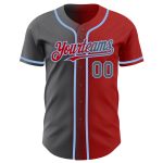 Personalized Red Steel Gray-Light Blue Authentic Gradient Fashion Baseball Jersey Team Custom Name and Number