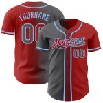 Personalized Red Steel Gray-Light Blue Authentic Gradient Fashion Baseball Jersey Team Custom Name and Number
