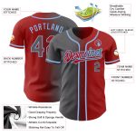 Personalized Red Steel Gray-Light Blue Authentic Gradient Fashion Baseball Jersey Team Custom Name and Number