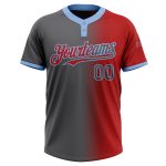 Personalized Red Steel Gray-Light Blue Gradient Fashion Two-Button Unisex Softball Jersey Team Custom Name and Number