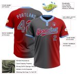 Personalized Red Steel Gray-Light Blue Gradient Fashion Two-Button Unisex Softball Jersey Team Custom Name and Number