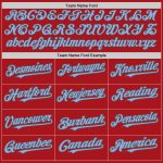 Personalized Red Steel Gray Pinstripe Light Blue Two-Button Unisex Softball Jersey Team Custom Name and Number
